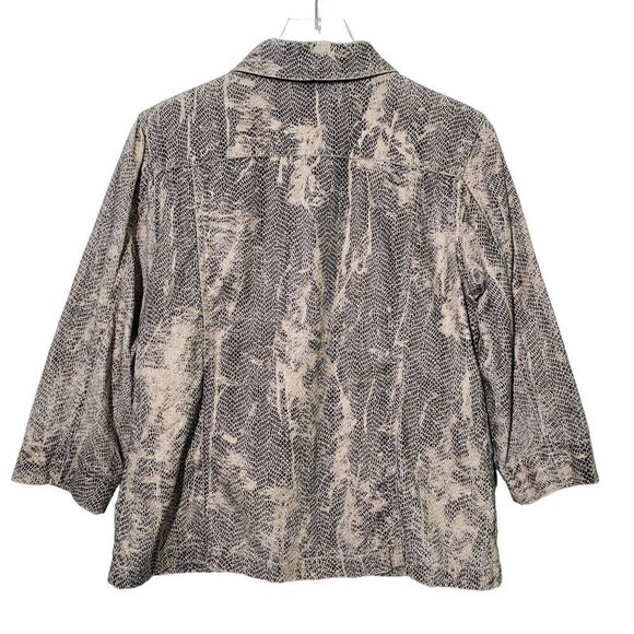 Chicos 2 Snakeskin Jacket Lightweight Metallic Linen Blend Womens Large - Picture 6 of 9